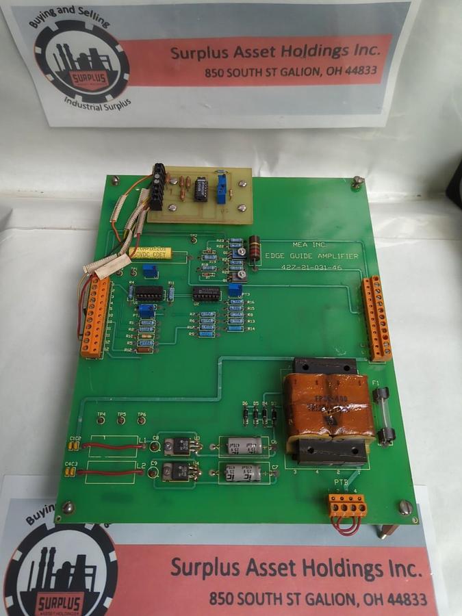 Used MEA INC.,427-21-031-46,EDGE GUIDE AMPLIFIER BOARD PRE-OWNED
