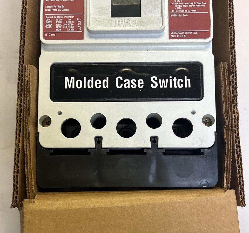 WESTINGHOUSE,KD3400K,CIRCUIT BREAKER 400AMP 3POLE 600VAC NEW