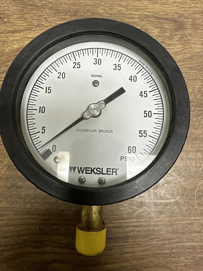 Used Weksler,0-60 PSIG,Phosphor Bronze Pressure Gauge