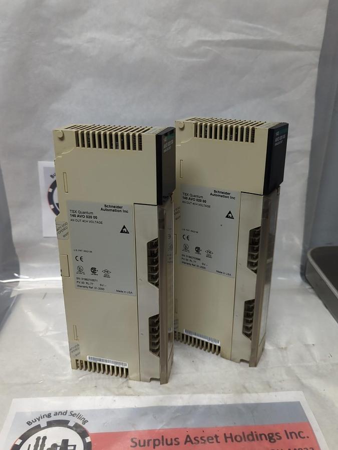 Used SCHNEIDER AUTOMATION,140 AVO 020 00,TSX QUANTUM ANALOG  MODULE LOT OF 2 USED