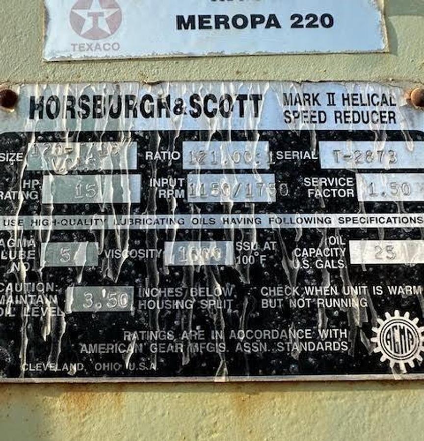 Used Horsburgh & Scott,Mark II Helical Speed Reducer 121:1 Ratio 15HP