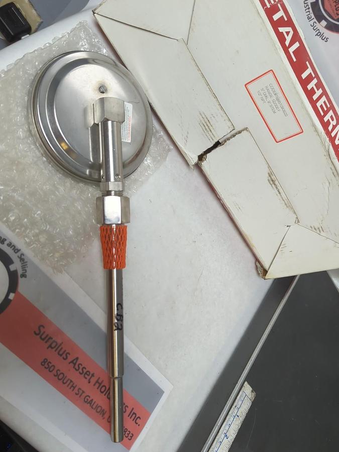 WINTERS,TBM51090B20,BIMETAL THERMOMETER RANGE 50/300F 5"DIAL 9" STEM 1/2" NPT