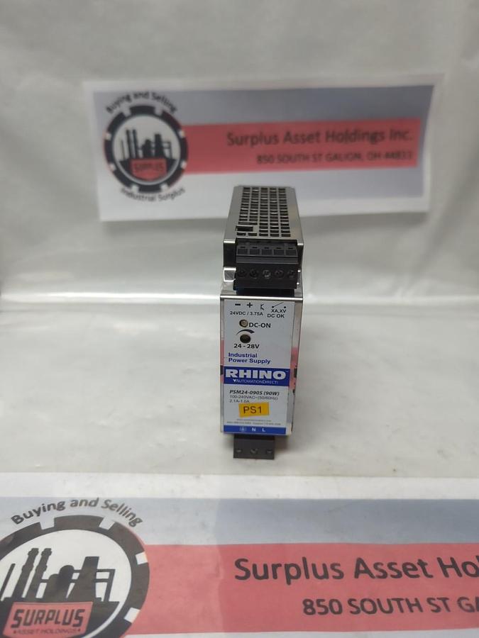 Used RHINO,PSM24-090S,POWER SUPPLY 90W 100-240VAC 50/60HZ 2.1A-1.0A PRE-OWNED