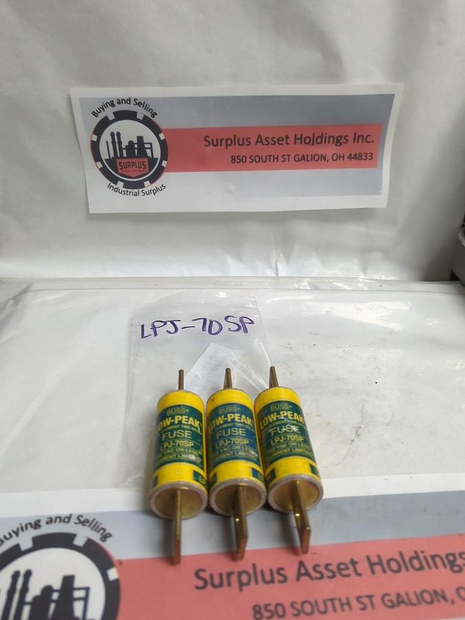 Used COOPER BUSSMANN,LPJ-70SP,LOW-PEAK FUSE 70 AMP LOT OF 3 PRE-OWNED