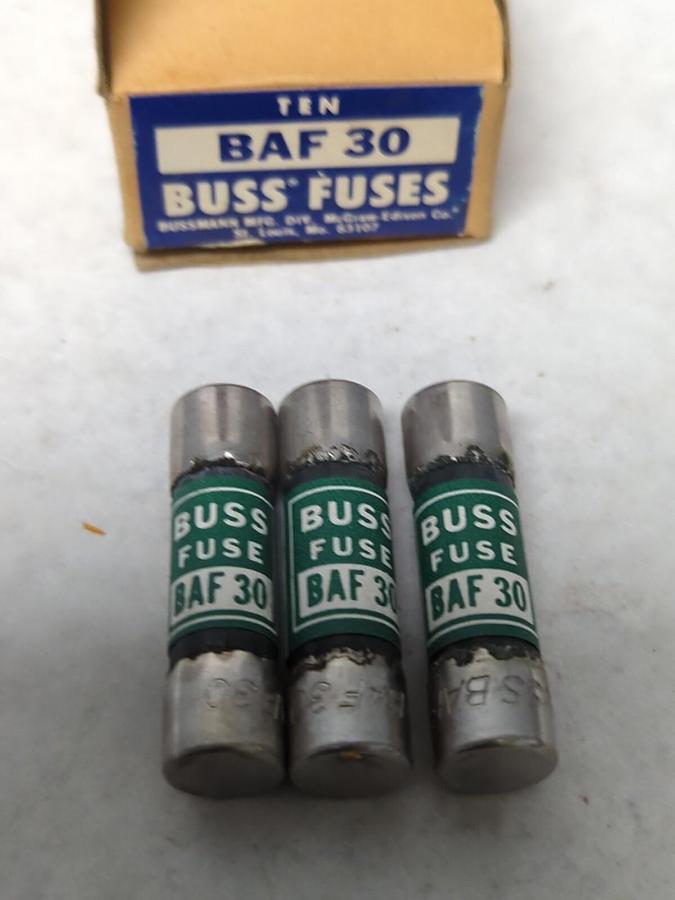 COOPER BUSSMANN,BAF 30,BUSS 30 AMP FUSE LOT OF 3 NOS