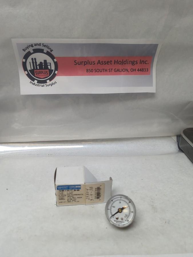 ASHCROFT,15W1005H01BX17,PRESSURE GAUGE 1-1/2 IN FACE 1/8 IN NPT BACK 0/30 PSI