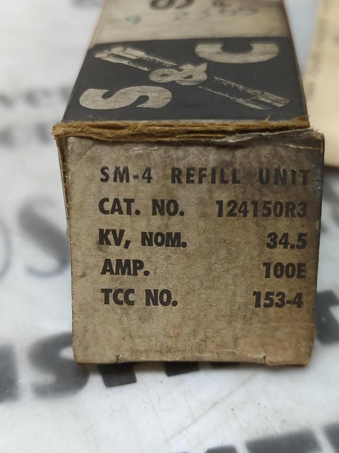 S&C,124150R3 SM-4,REFILL UNIT KV 34.5 AMP-100E TCC NO-153.4 NOS