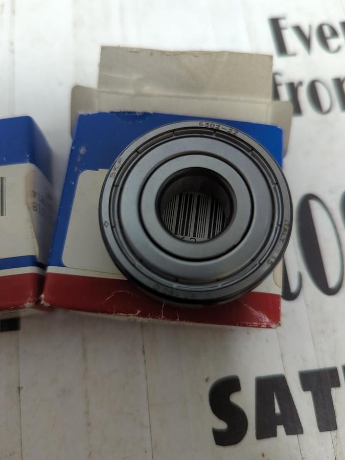 SKF,6302-2Z,DEEP GROOVE BALL BEARINGS 15X42X13MM LOT OF 2 NOS