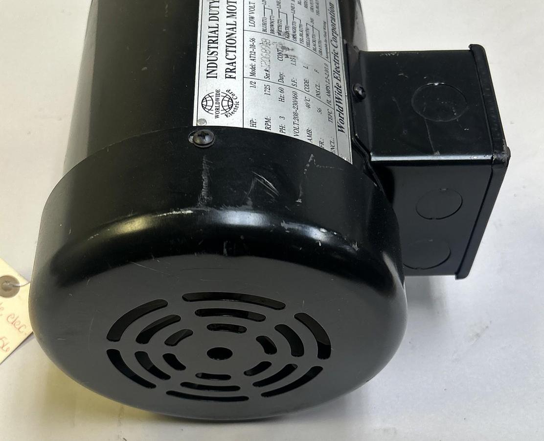 WORLDWIDE ELECTRIC,AT12-18-56,FRACTIONAL MOTOR 1/2HP 1725RPM 208-230/460V 56 FR