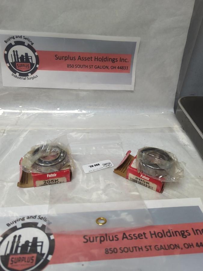 FAFNIR,205K,DEEP GROOVE BALL BEARING 25MM BORE LOT OF 2 NOS