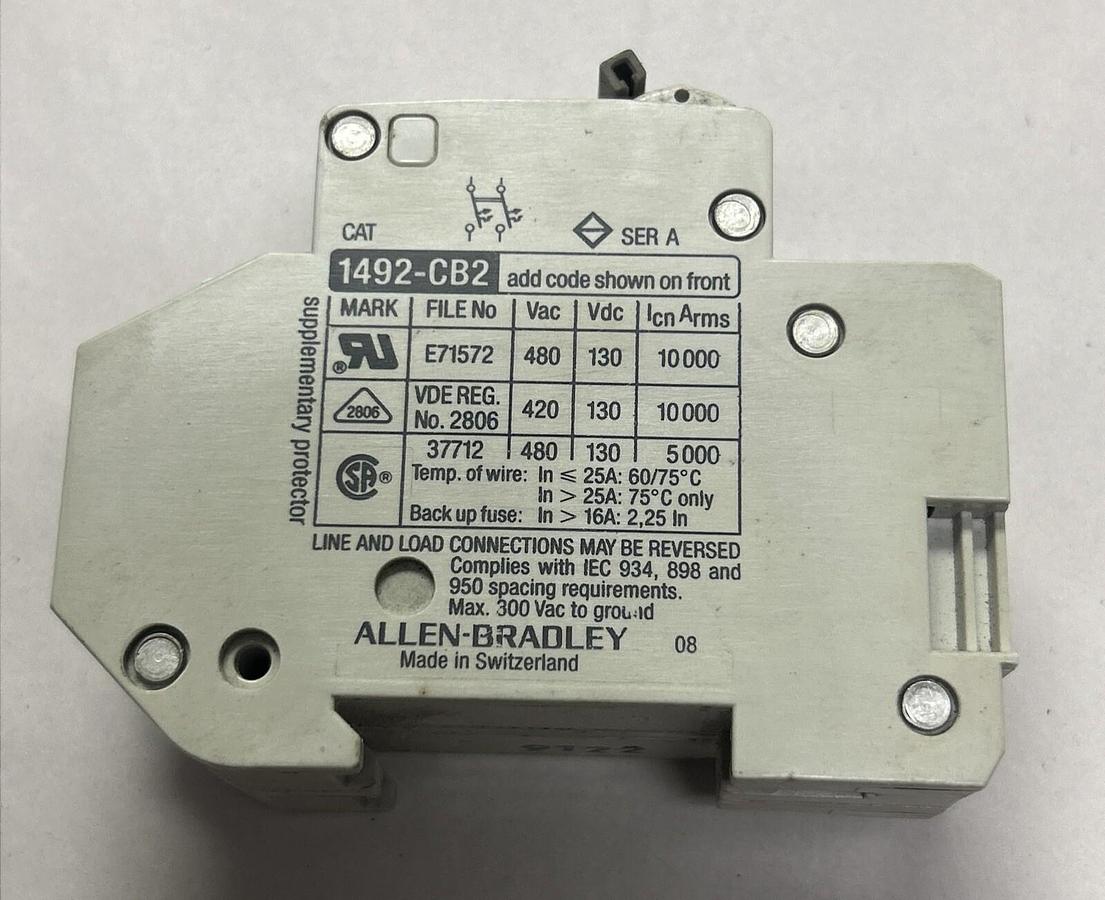Used ALLEN BRADLEY,1492-CB2G100,CIRCUIT BREAKER 10A NEW