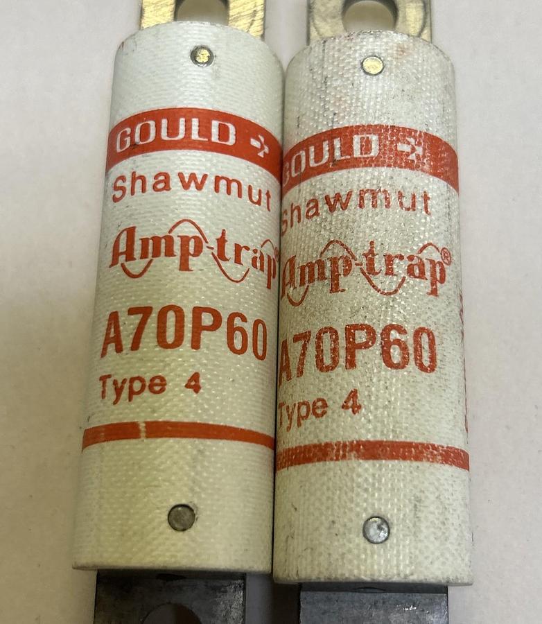 Used GOULD SHAWMUT,A70P60,FUSE 60A 700V LOT OF 2