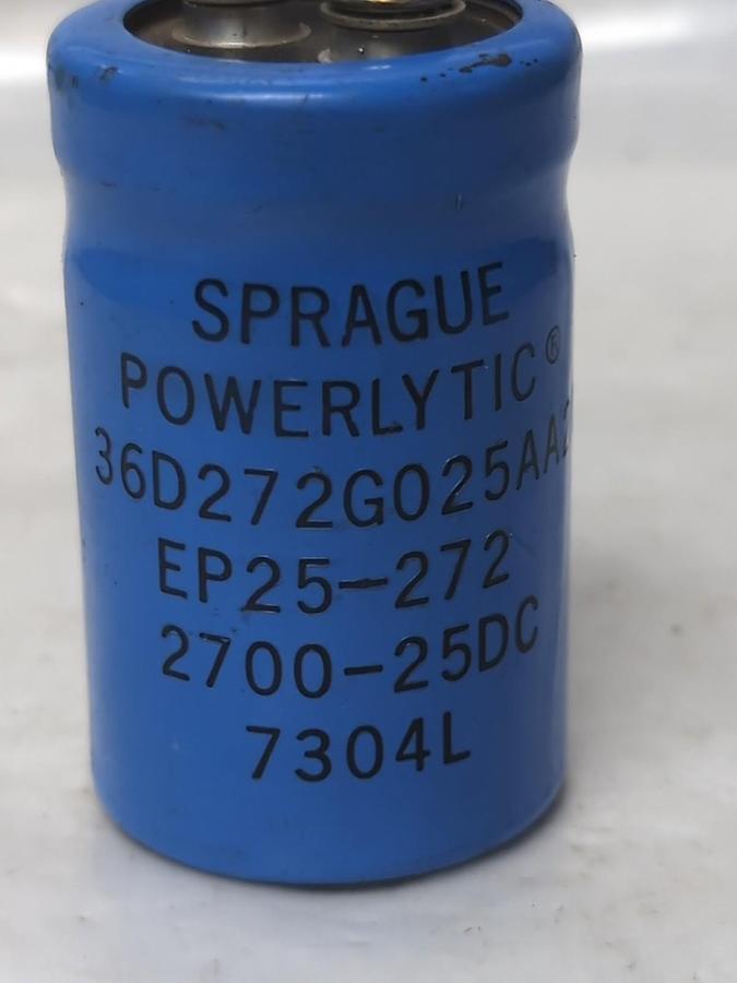 Used SPRAGUE,36D272G025AA2A,POWERLYTIC CAPACITOR 2700-25DCDC PRE-OWNED