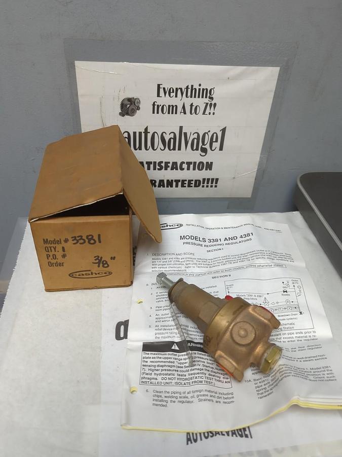 CASHCO,3381,PRESSURE REGULATOR VALVE 3/8 IN NPT 70-140 PSI