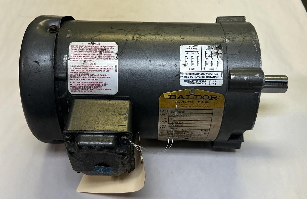 Used BALDOR,VM3546T,INDUSTRIAL MOTOR 1HP 1725RPM 230/460V 3PH 143TC FRAME