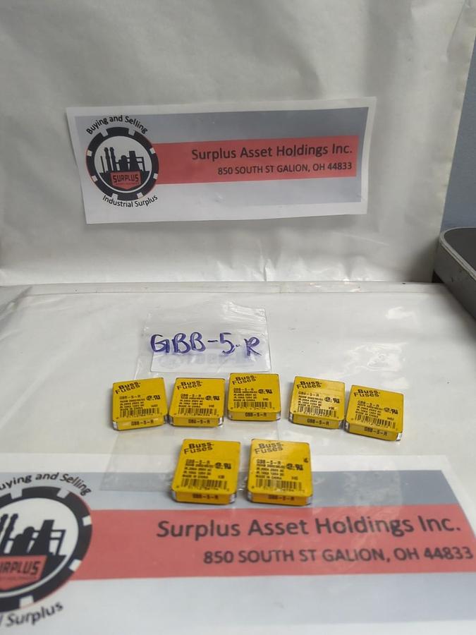COOPER BUSSMANN,GBB-5-R,FAST ACTING 5 AMP FUSE LOT OF 35 NOS