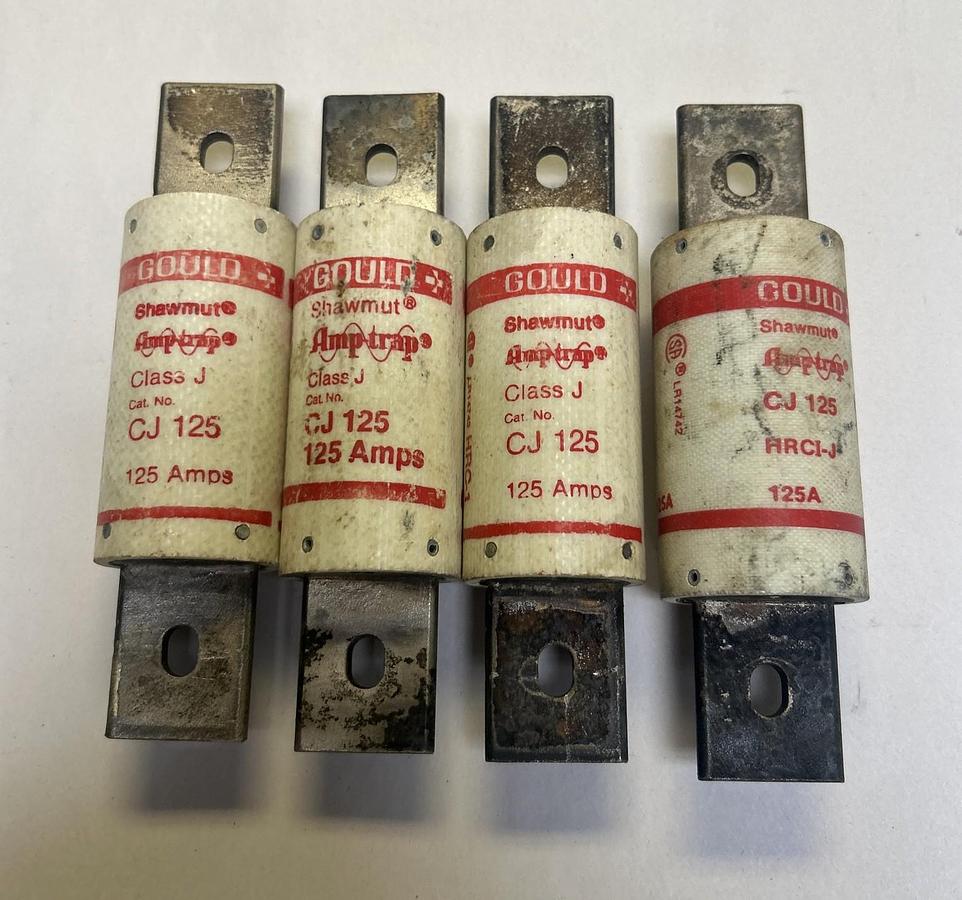 Used GOULD SHAWMUT,CJ125,FUSE 125A 600V LOT OF 4
