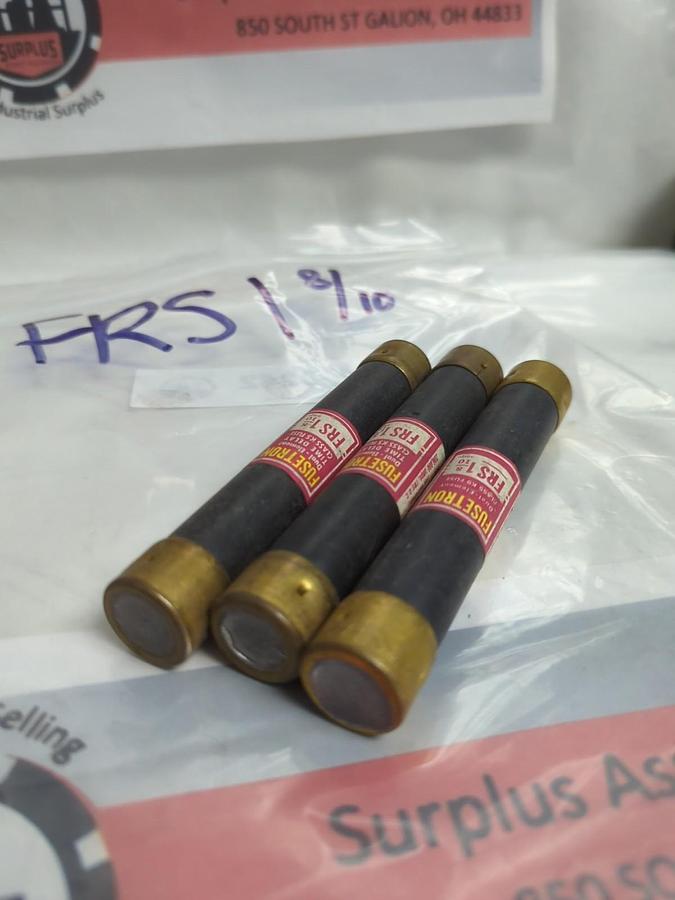 Used COOPER BUSSMANN,FRS-1-8/10,FUSETRON 1-8/10 AMP FUSE LOT OF 3 PRE-OWNED