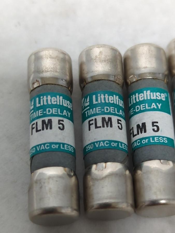 LITTELFUSE,FLM5,TIME-DELAY 5 AMP FUSE LOT OF 8 NOS