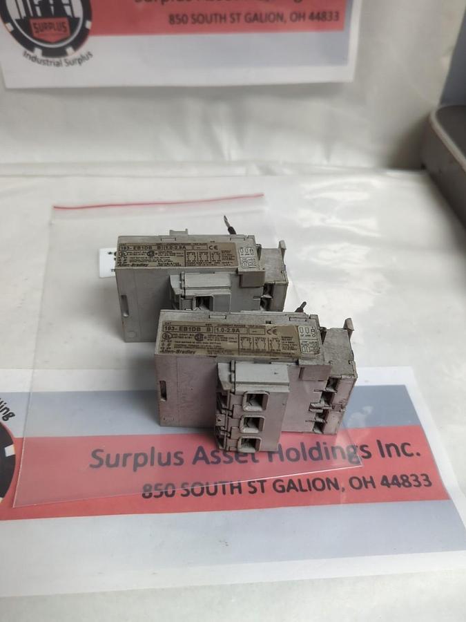 Used ALLEN BRADLEY,193-EB1DB,OVERLOAD RELAY SERIES B 1.0-2.9A LOT OF 2 PRE-OWNED