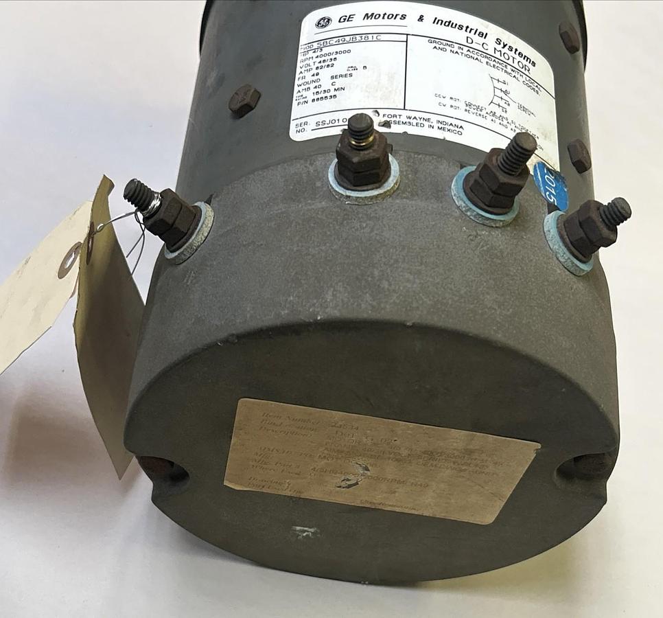 Used GE,5BC49JB381C,DC MOTOR 4/3HP 4000/3000RPM 48/36V 48 FRAME