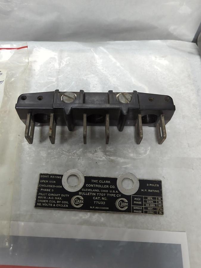 Used CLARK CONTROLLER CO.,77U33,MOVEABLE CONTACT ARM SIZE 3 PRE-OWNED