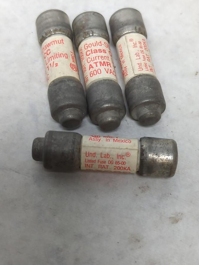 GOULD,ATMR 1-1/2,1-1/2 AMP 600V FUSE LOT OF 4 NOS
