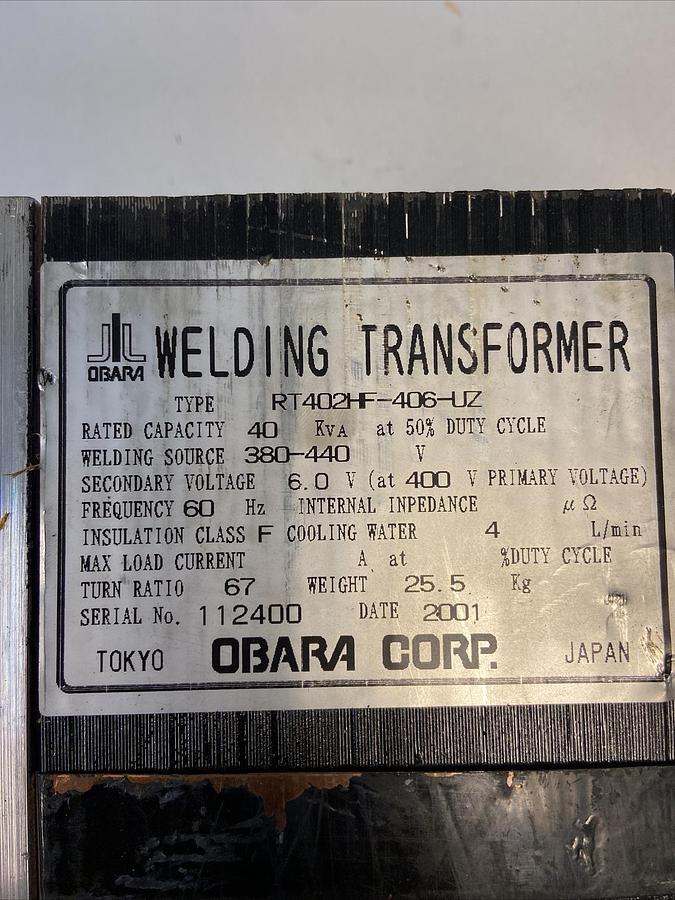 Used Obara,RT402HF-406-UZ,Welding Transformer 40Kva Welding Source 380-440V
