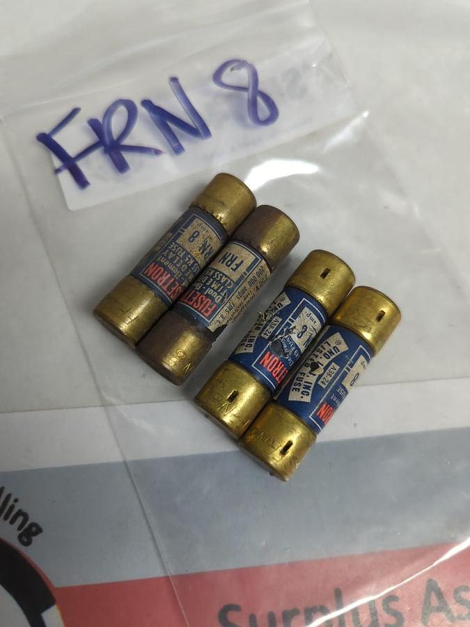 Used COOPER BUSSMANN,FRN-8,FUSETRON 8 AMP FUSE LOT OF 4 PRE-OWNED