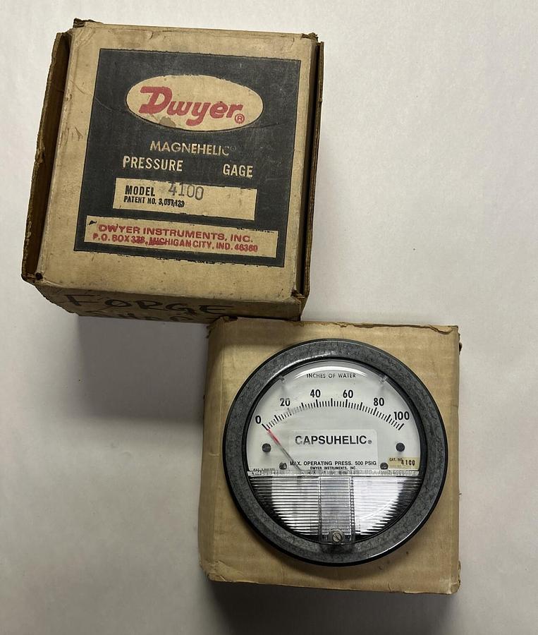 DWYER,4100,PRESSURE GAGE 0-100IN OF WATER NOS