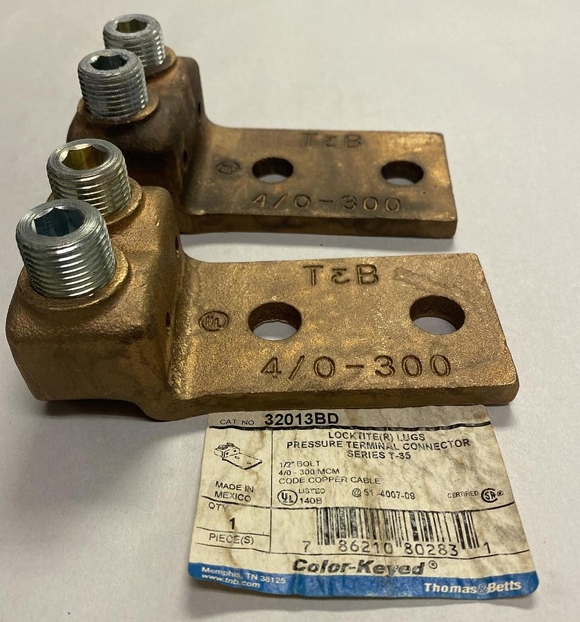 THOMAS & BETTS,32013BD,LOCKTITE LUGS PRESSURE TERMINAL CONNECTOR LOT OF 2 NOS