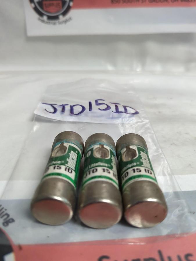 Used LITTELFUSE,JTD15ID,INDICATOR FUSE 15 AMP LOT OF 3 PRE-OWNED
