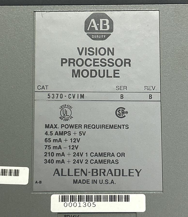 Used ALLEN BRADLEY,5370-CVIM,SER B REV B VISION PROCESSOR MODULE