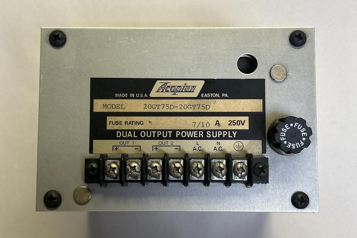 Used ACOPIAN,20GT75D-20GT75D,DUAL OUTPUT POWER SUPPLY