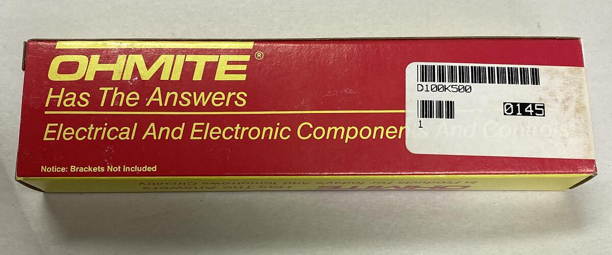 Used Ohmite,D100K500,Resistor 500 OHM Watt 100 Lot of 8 NOS