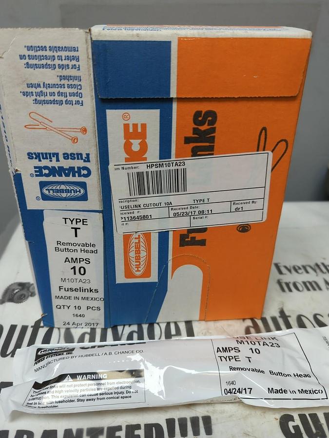 HUBBELL- CHANCE,M1OTA23,TYPE T FUSE LINK 23 IN LENGTH REMOVABLE HEAD BOX OF 10