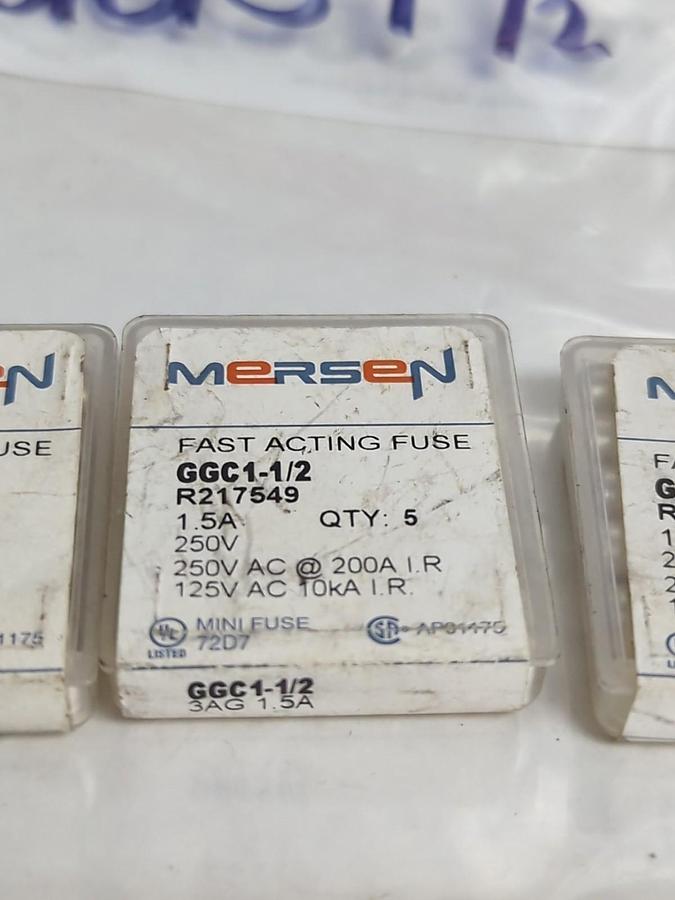 MERSEN,GGC-1-1/2,FAST ACTING 1-1/2 AMP FUSE LOT OF 25 NOS