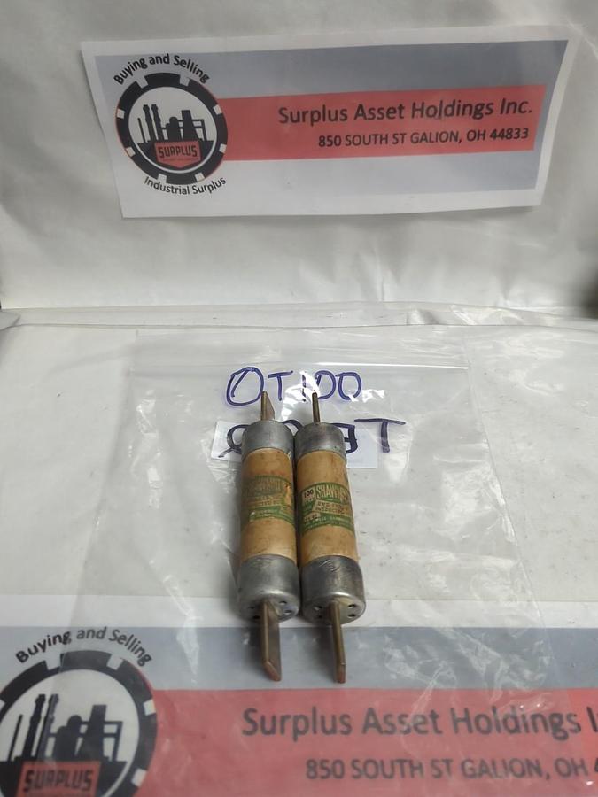 Used SHAWMUT,OT100,ONE-TIME 100 AMP FUSE LOT OF 2 PRE-OWNED