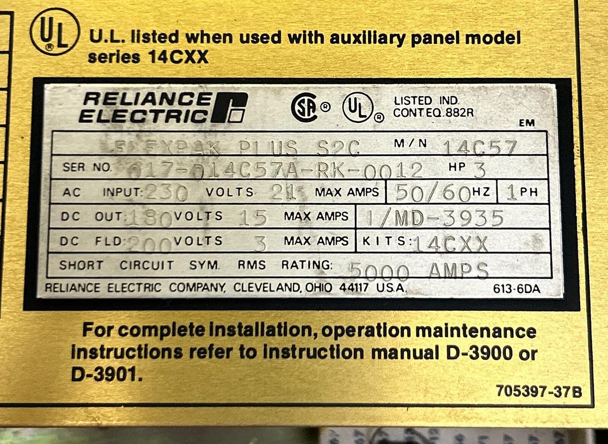 Used RELIANCE,14C57,FLEX PAK PLUS DRIVE