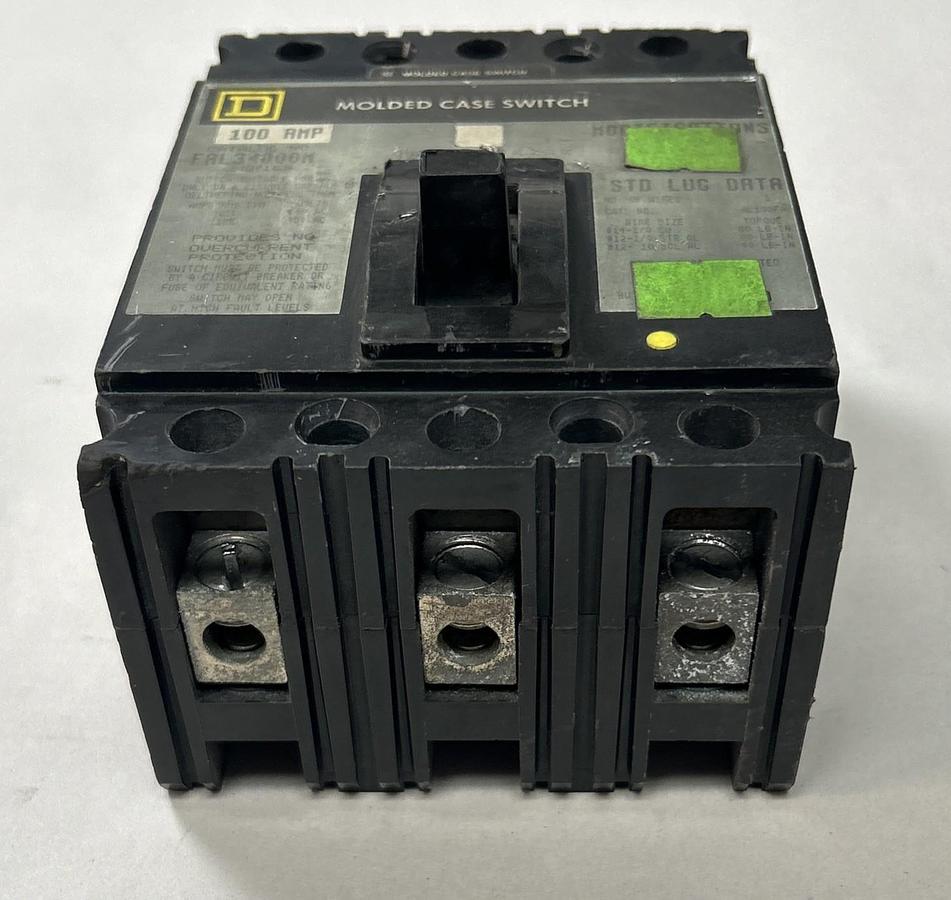 Used SQUARE D,FAL34000M,CIRCUIT BREAKER 100A 480V 3P