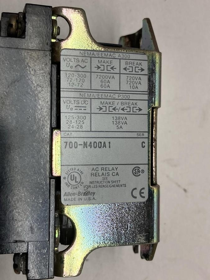 Used Allen-Bradley,700-N400A1,Control Relay Ser C