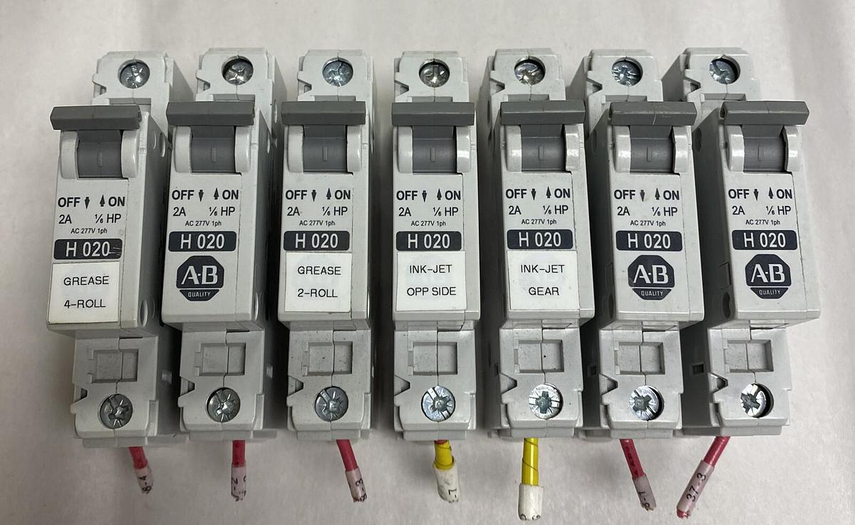 Used Allen-Bradley,1492-CB1,Circuit Breaker 2 AMP Lot Of 7