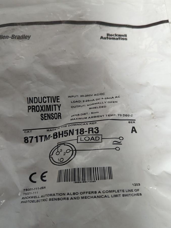 ALLEN BRADLEY,871TM-BH5N18-R3,INDUCTIVE PROXIMITY SWITCH NOS