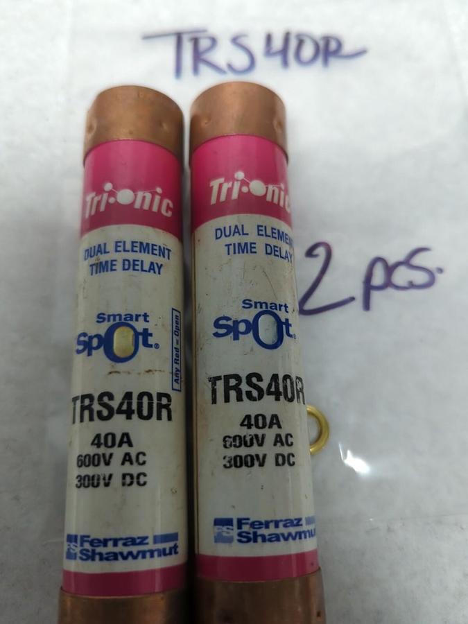 Used FERRAZ SHAWMUT,TRS40R,SMART SPOT 40 AMP FUSE LOT OF 2 PRE-OWNED