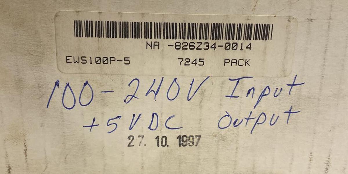 Used Lambda,EWS100P-5,Power Supply Input 100-240VAC Output 5VDC 20Amp