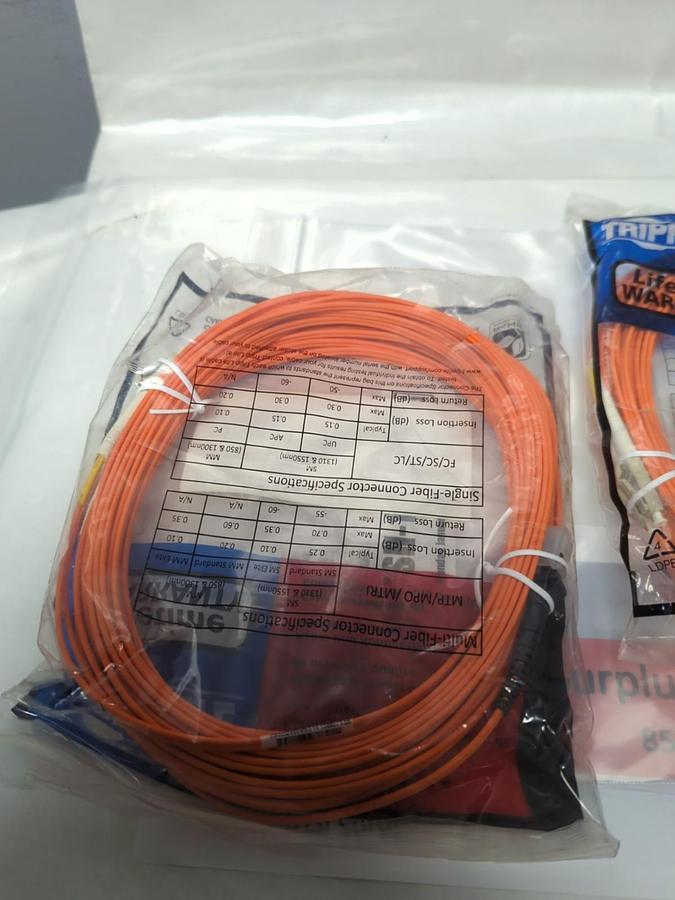 Used TRPP-LITE,N314-15M,DUPLEX MULTIMODE 62.5/125 FIBER PATCH CABLE LOT OF 2 NOS