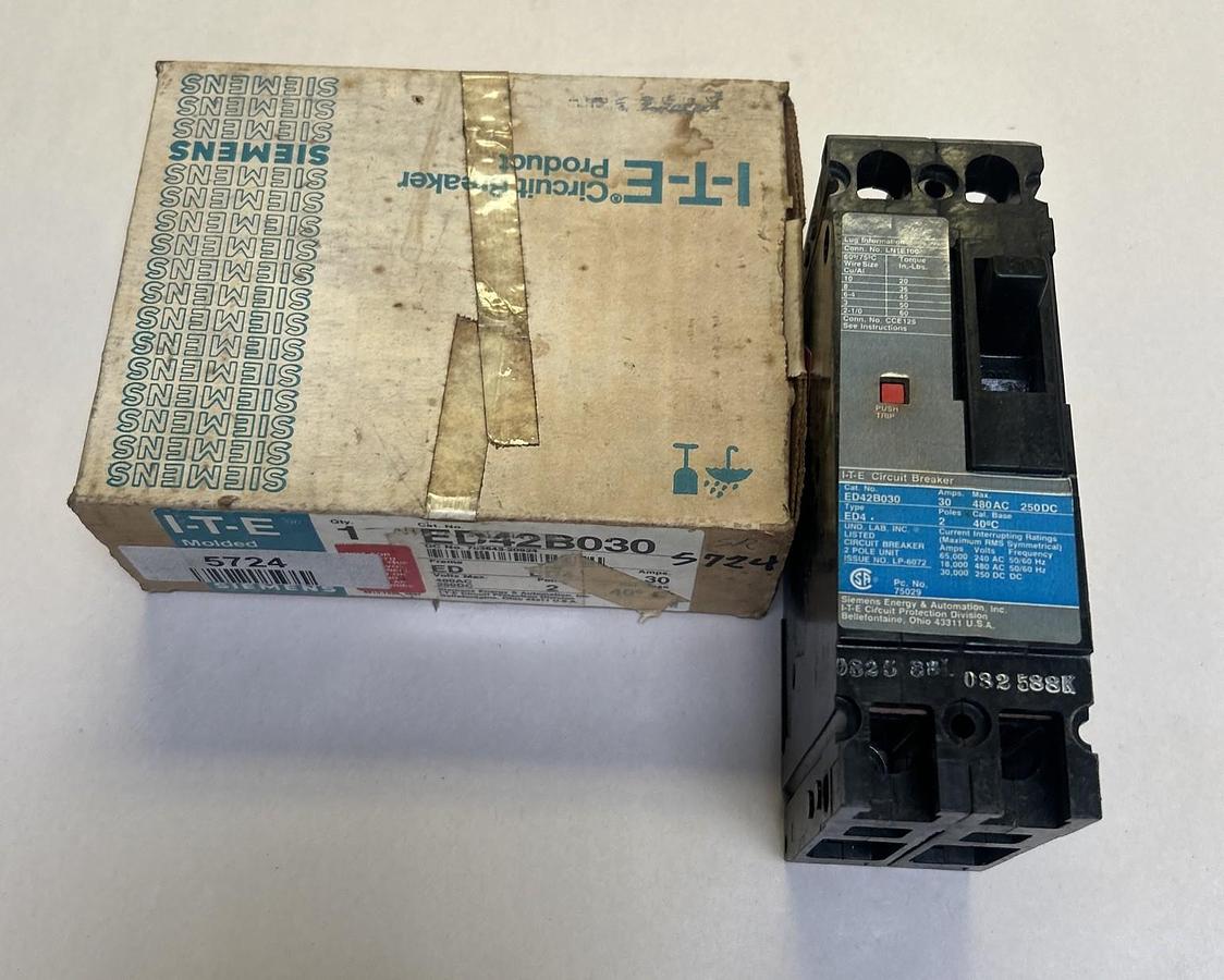 SIEMENS,ED42B030,CIRCUIT BREAKER 30A 480V 2P NOS