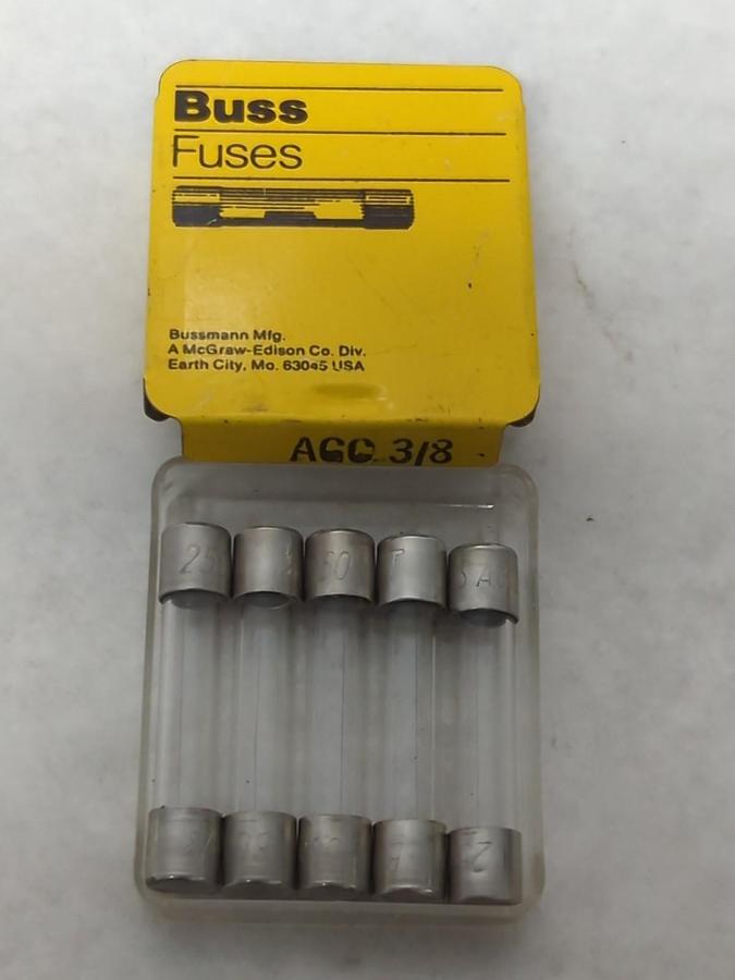 COOPER BUSSMANN,AGC-3/8,FAST ACTING 3/8 AMP FUSE PACK OF 5 NOS