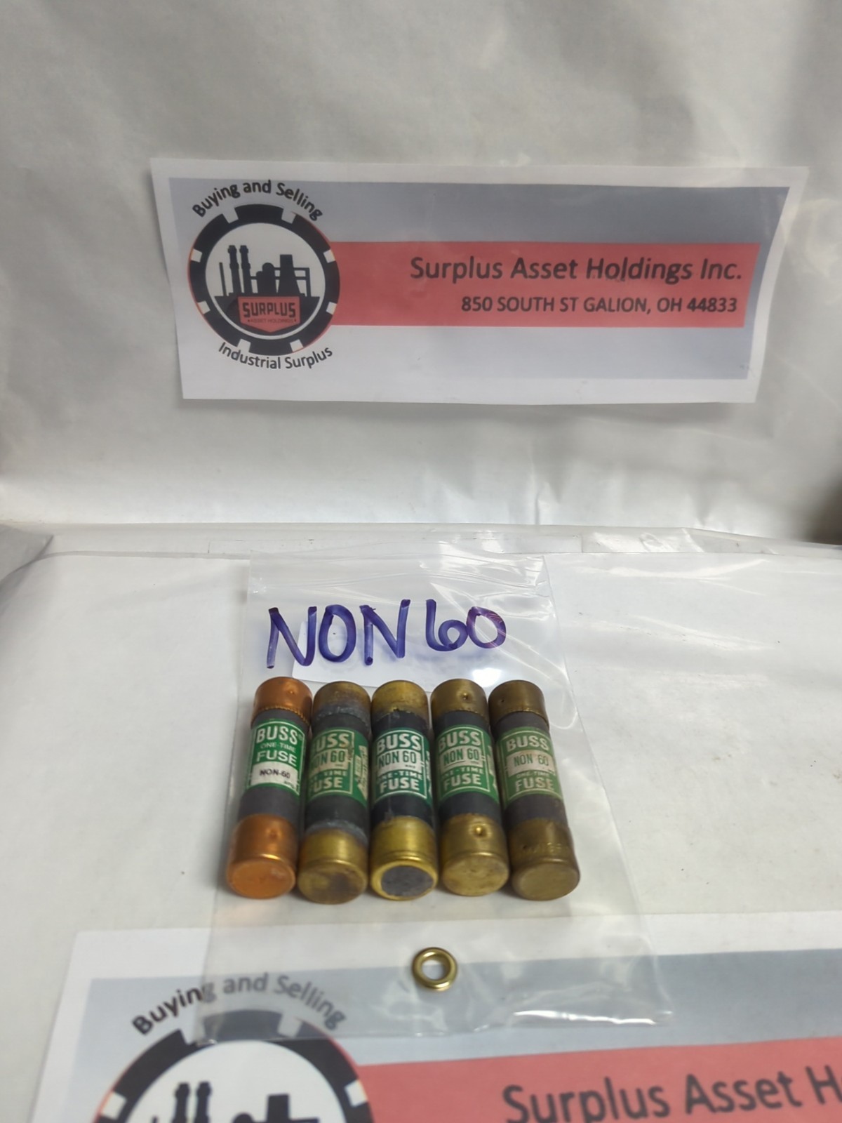 Used COOPER BUSSMANN,NON-60,ONE-TIME 60 AMP FUSE LOT OF 5 PRE-OWNED