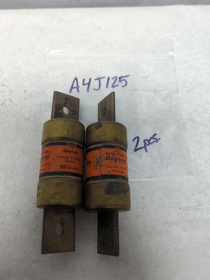 Used CHASE SHAWMUT,A4J125,AMP-TRAP 125 AMP FUSE LOT OF 2 PRE-OWNED